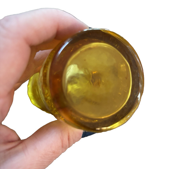 Vintage Amber Cadmium Crackle Glass Hand Crafted Mini Pitcher Creamer GLOWS - Picture 6 of 7